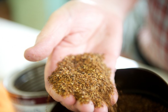 This distillers grain came from Heaven Hill and will be used to feed cattle in Indiana. 