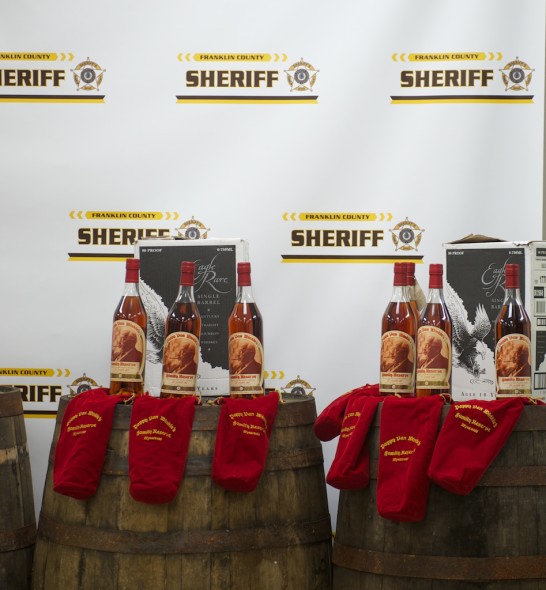 The stolen Pappy at the Franklin County Sheriff's press conference. 