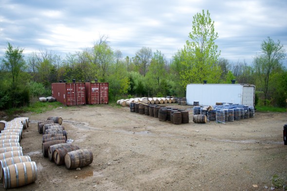 Until Kentucky Artisan Distillery has warehouses, this is where the whiskey ages, in the open air and inside shipping containers. 