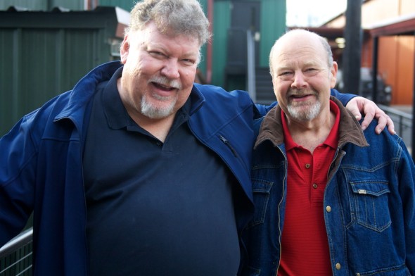 Author Chuck Cowdery (left) with Jim Beam's Fred Noe. 