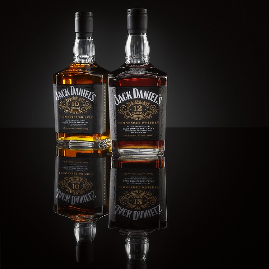 Jack Daniel's 12-Year-Old and 10-Year-Old bottles