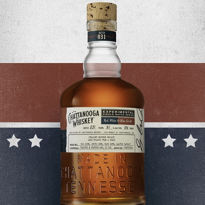 Red White & Blue Grist Chattanooga Whiskey bottle hero