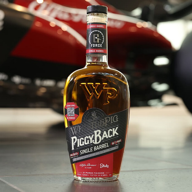 WhistlePig PiggyBack Legends Alfa Romeo F1 BottleImage with car