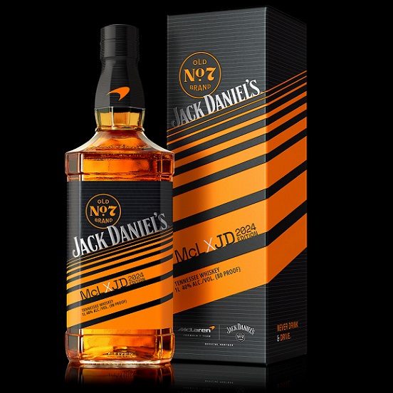 Jack Daniels McLaren Racing 2024 bottle and carton