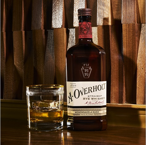 A Overholt bottle and glass new