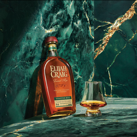 Elijah Craig Toasted Rye bottle and glass