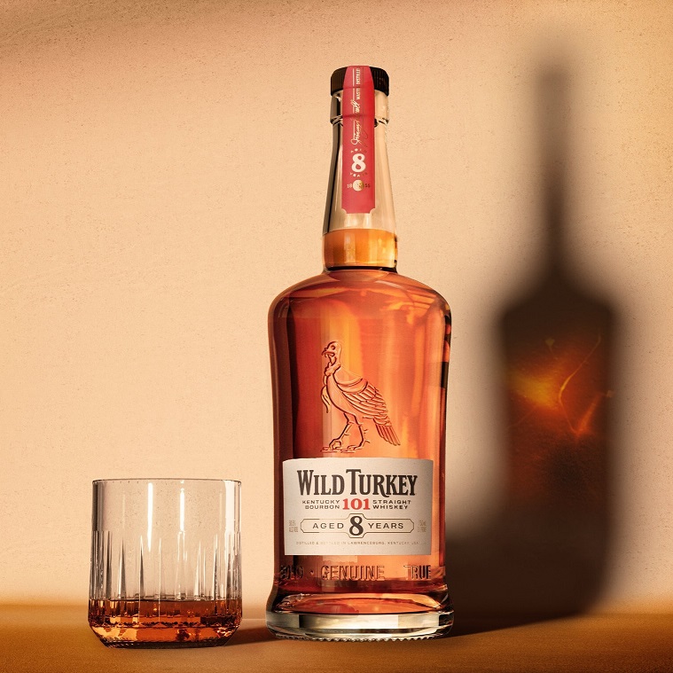 Wild Turkey 101 8-Year-Old Bourbon bottle and glass