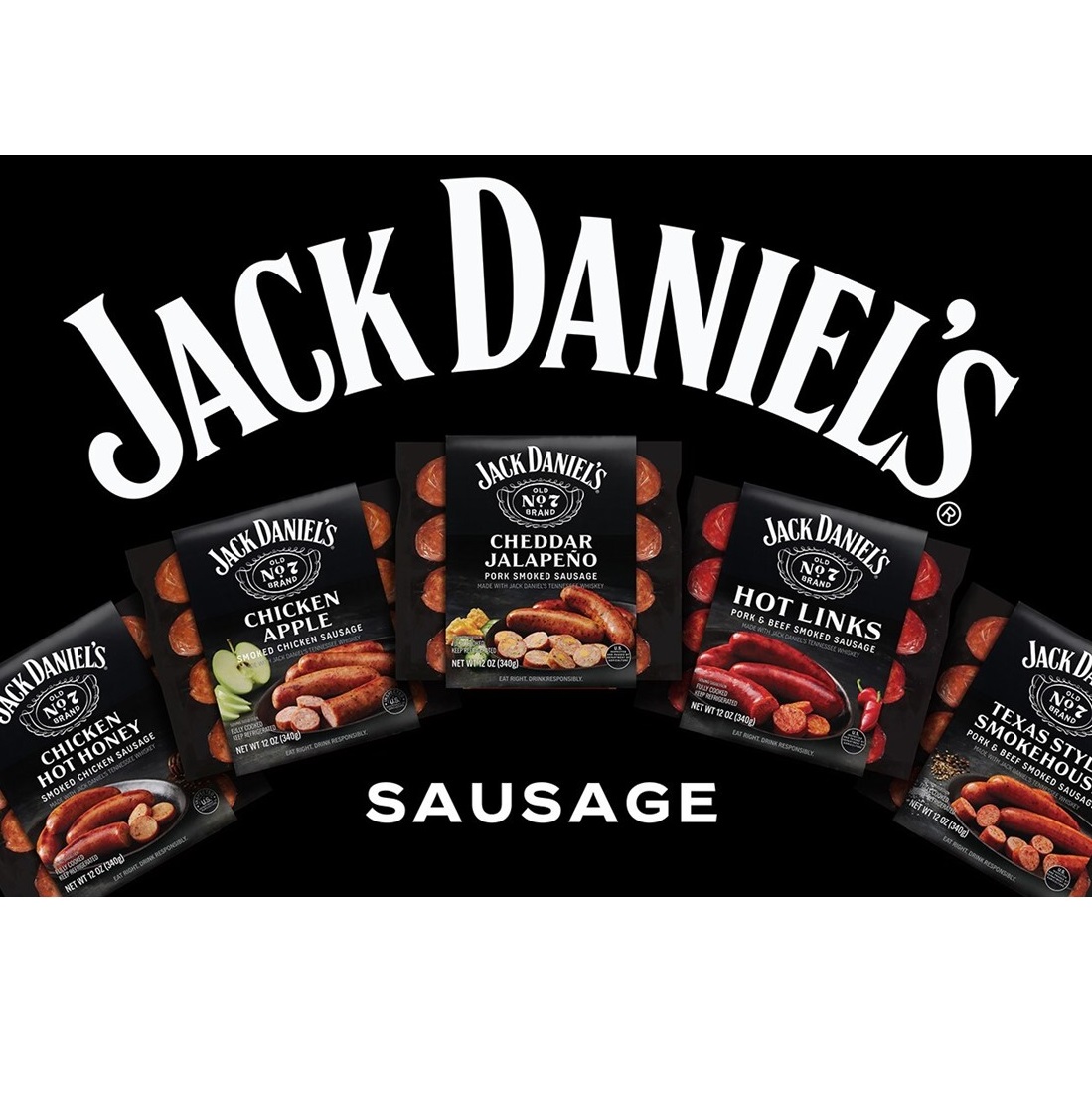 Jack Daniel's Sausages packaging with logo