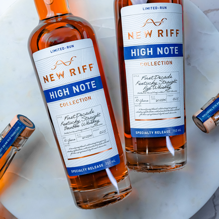 New Riff First Decade Decade Whiskey bottles