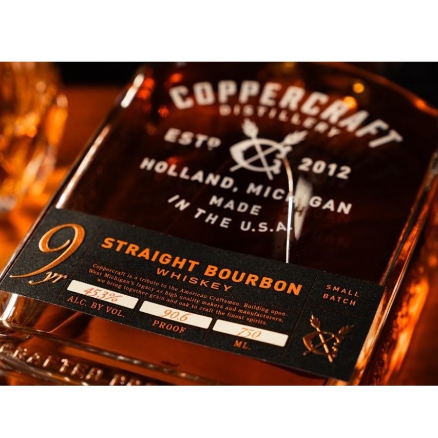 Coppercraft Distillery bottle closeup SQUARE