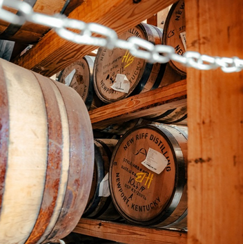 Barrel Global New Riff barrels aging in rickhouse