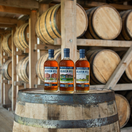 Heaven Hill Distillery Debuts Artist Series Collection bott;es in rickhouse