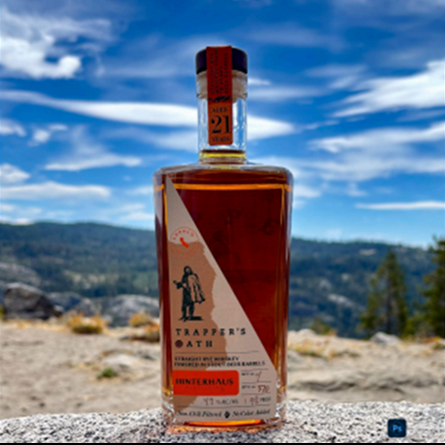 Hinterhaus Distilling 21 Year Trapper's Oath Rye bottle