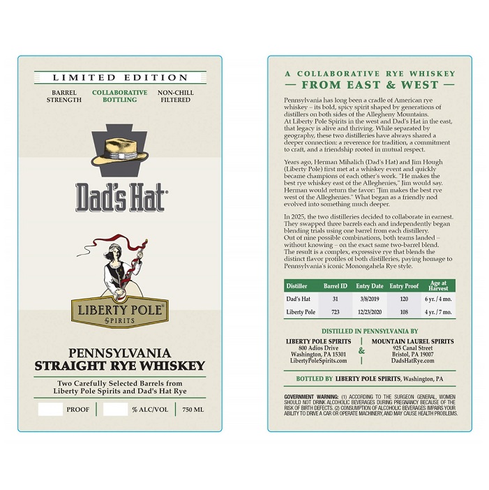 Liberty Pole Dad's Hat rye collaboration label