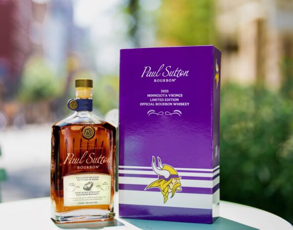 Paul Sutton Bourbon Minnesota Vikings bottle and box