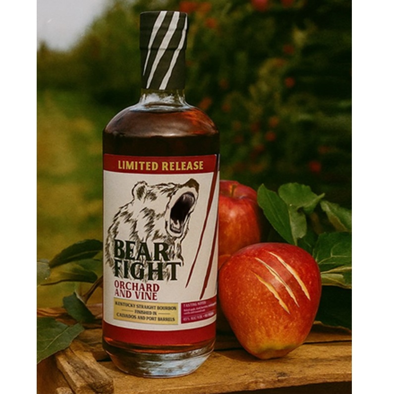 Bear Fight Orchard & Vine bottle with apples