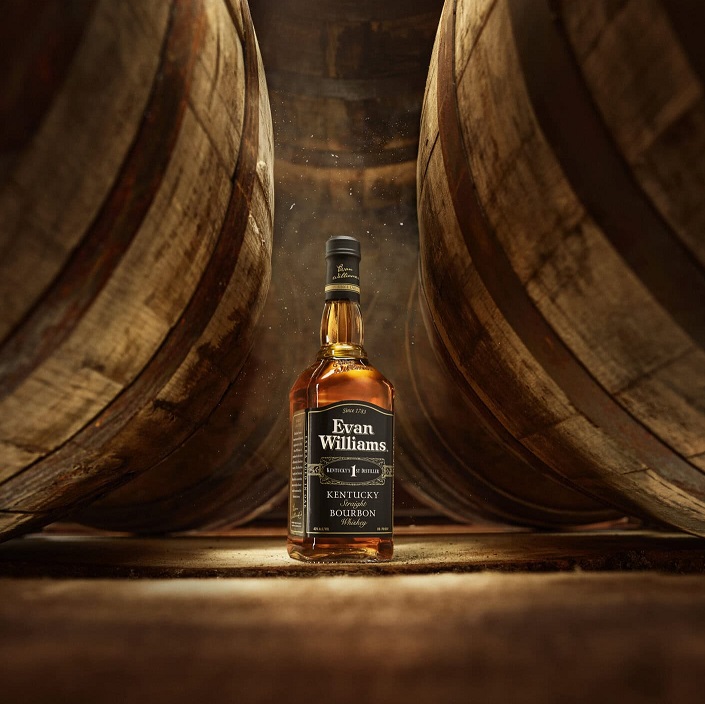 Evan Williams Black Label with barrels