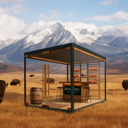 Buffalo Trace Perfectly Untamed tasting room with buffalo