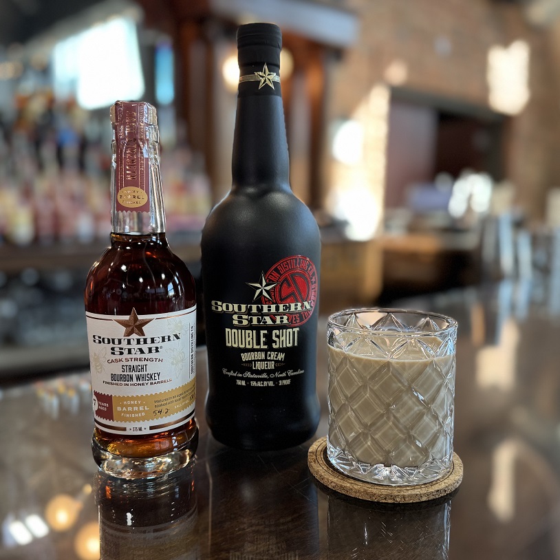 Southern Distilling Company The Buzz Honey Barrel bottle and cocktail