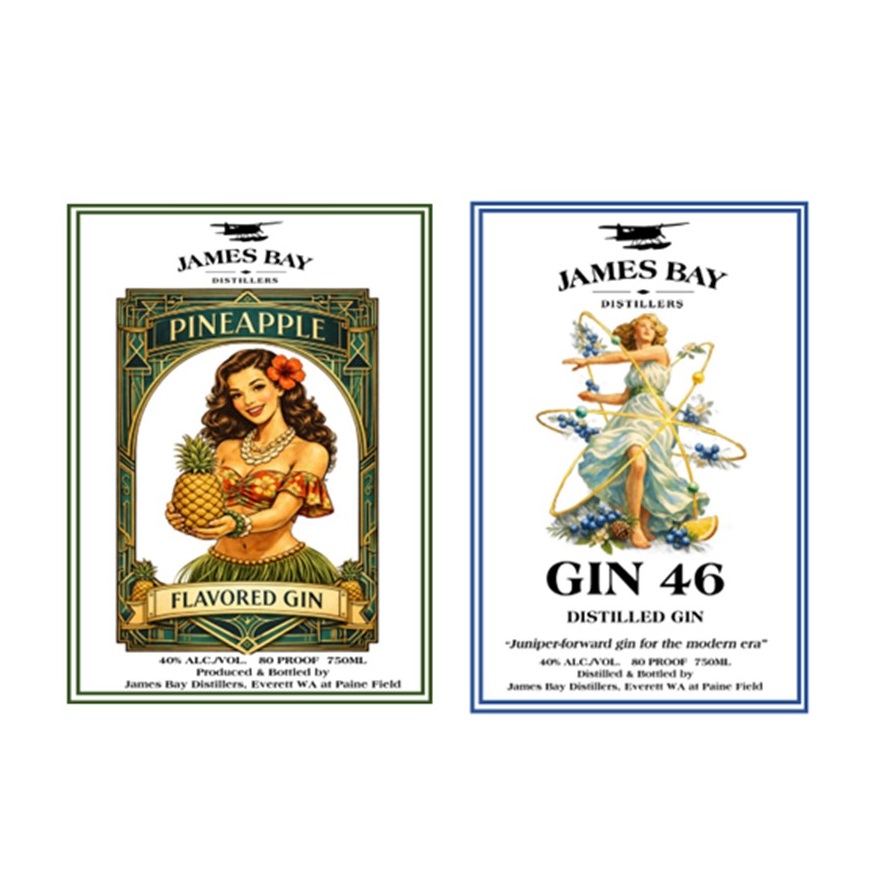 James Bay Distillers Ginuary labels SQUARE