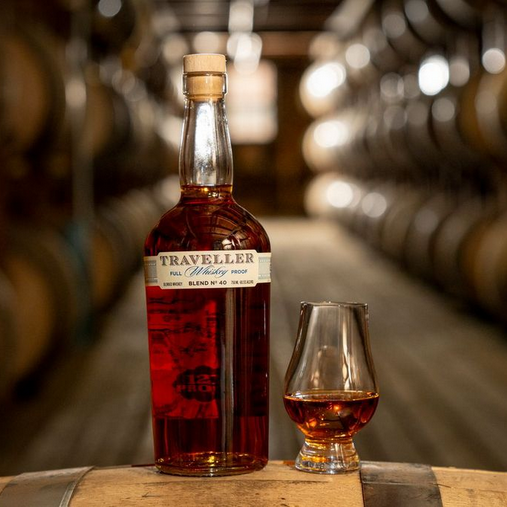 Traveller Full Proof bottle and pour-Barrels-Neat-2.jpg