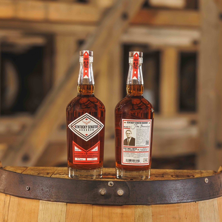 Kentucky Senator Jim Bunning Edition bottles on barrel