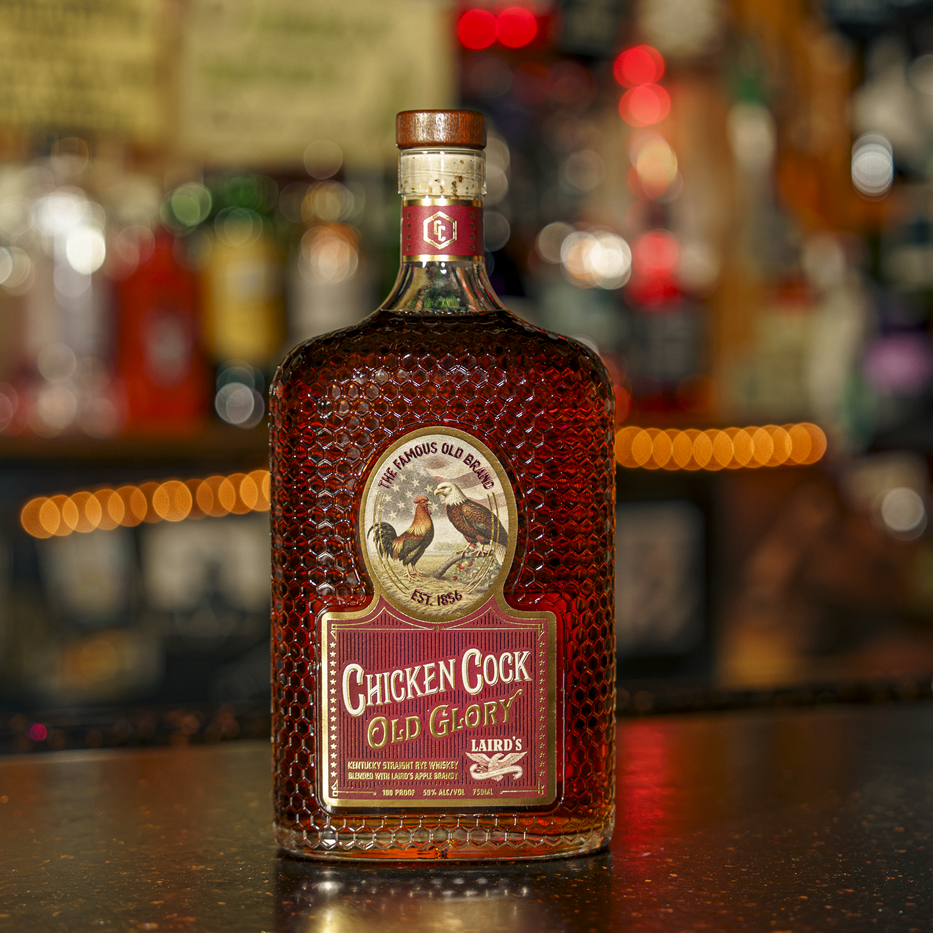 Chicken Cock Old Glory bottle on bar