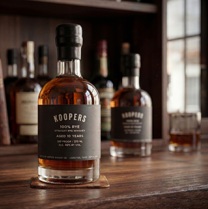 koopers 10-year-old ryebottle on table