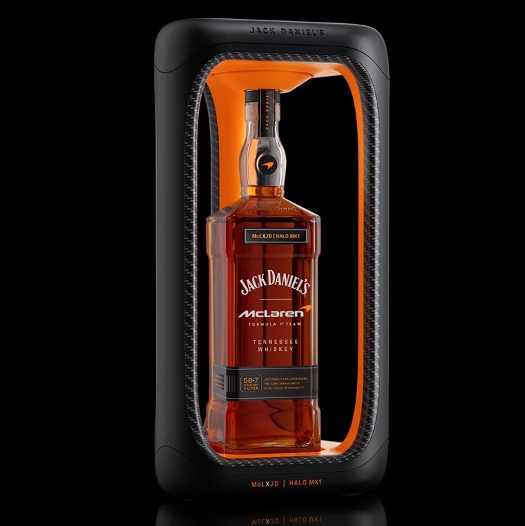 Jack Daniel's Halo MK1 Tennessee Whiskey bottle and box
