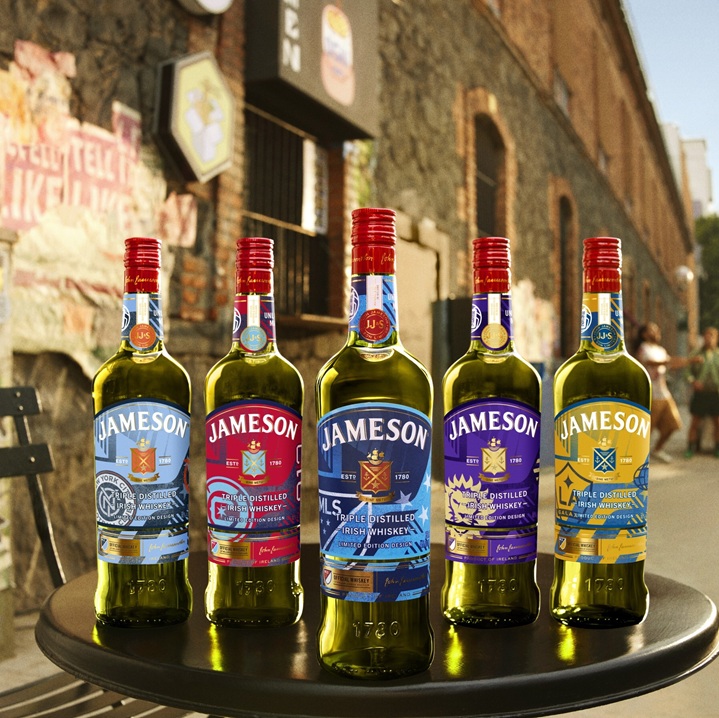 Jameson Limited Edition MLS Bottles on table