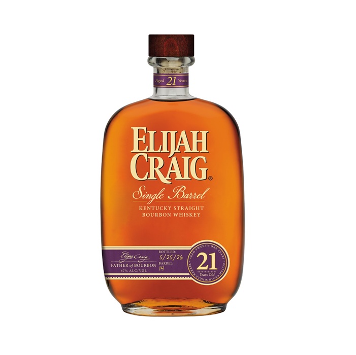 Elijah Craig 21-Year-Old single barrel bottle 2026
