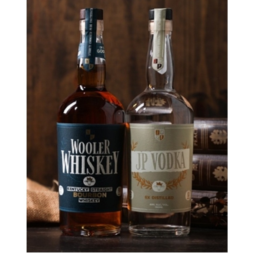 Wooler Whiskey and vodka bottles