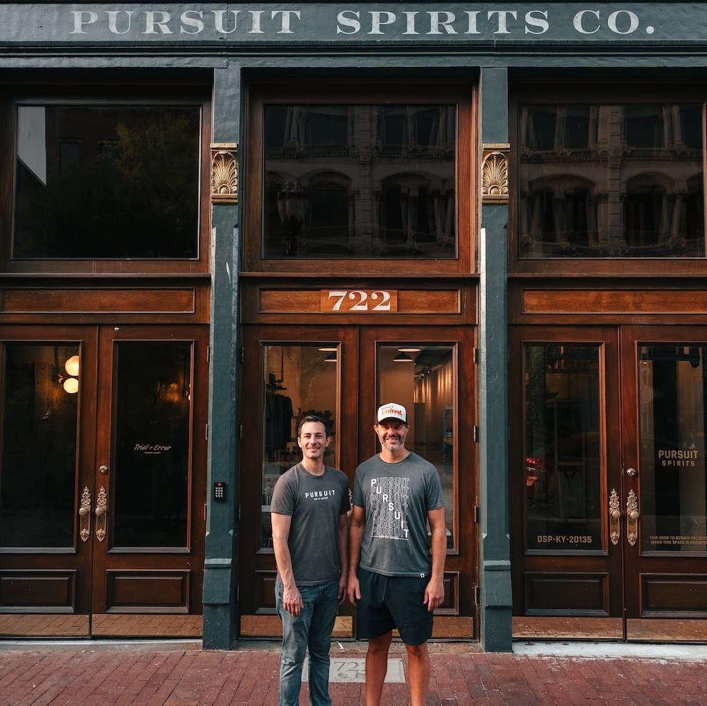 Ryan Cecil Kenny Coleman outside Pursuit Spirits