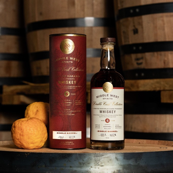 Middle West Vino de Naranja Cask-Finished Whiskey bottle and canister